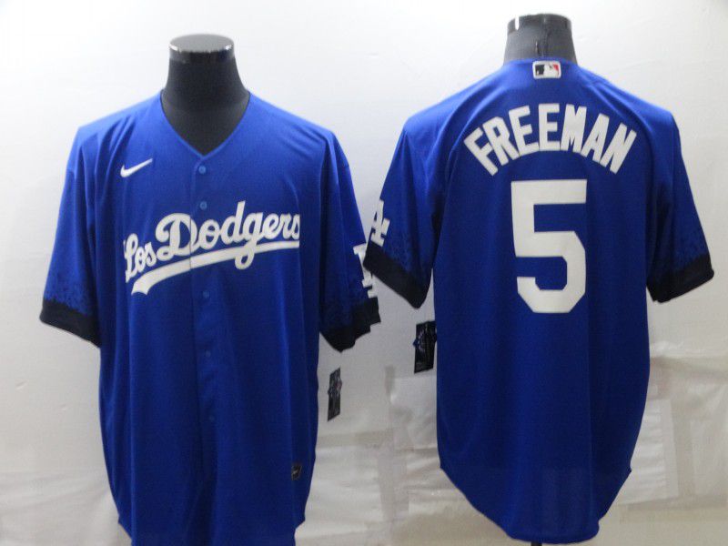 Men Los Angeles Dodgers #5 Freddie Freeman Blue City Edition Game Nike 2022 MLB Jerseys